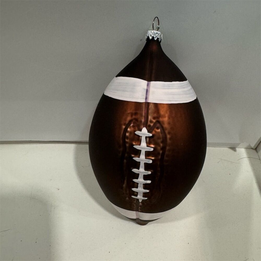 Old World Christmas Glass Football Ornament Brown Sports Bauble 3"
